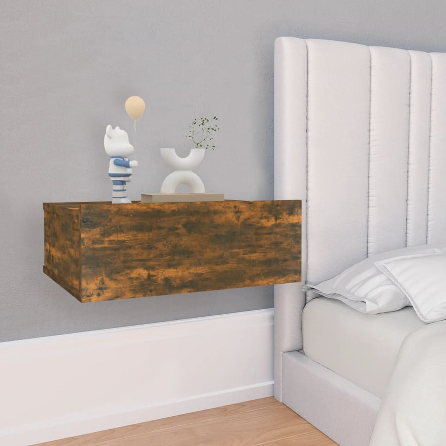Nachtkastjes 2 st zwevend 40x30x15cm bewerkt hout gerookt eiken 2 Gerookt eiken