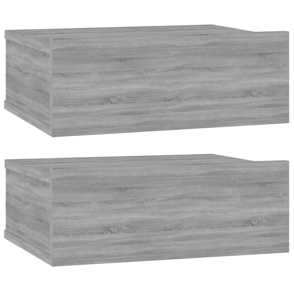 Nachtkastjes 2 st zwevend 40x30x15 cm bewerkt hout grijs sonoma 2 Grijs sonoma