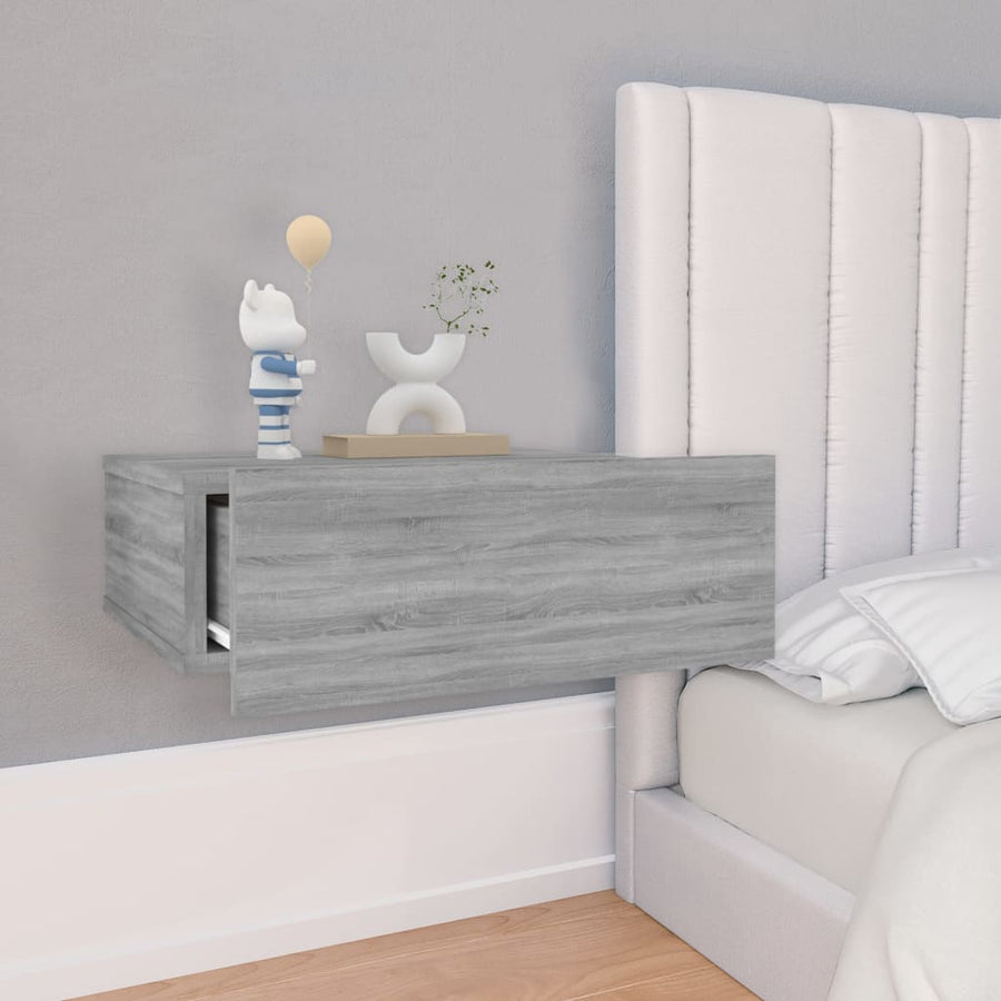 Nachtkastjes 2 st zwevend 40x30x15 cm bewerkt hout grijs sonoma 2 Grijs sonoma