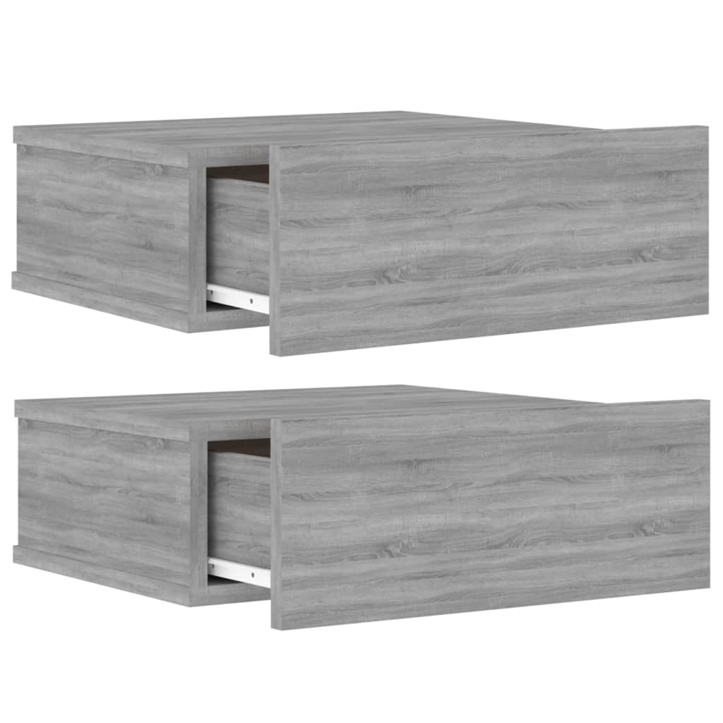 Nachtkastjes 2 st zwevend 40x30x15 cm bewerkt hout grijs sonoma 2 Grijs sonoma