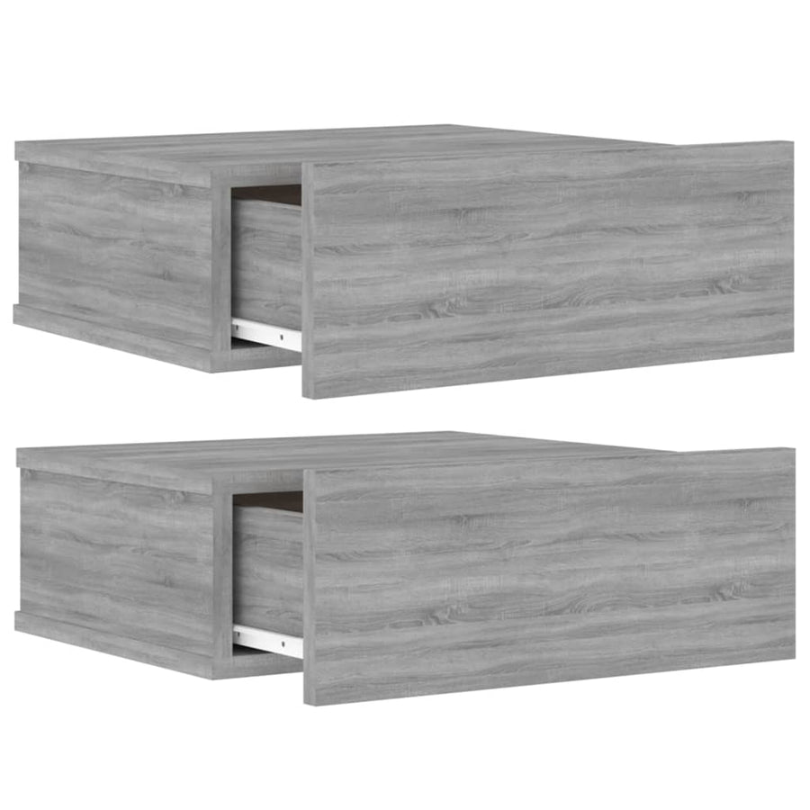 Nachtkastjes 2 st zwevend 40x30x15 cm bewerkt hout grijs sonoma 2 Grijs sonoma