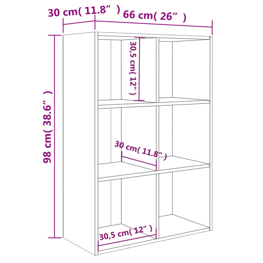 Boekenkast/Dressoir Bewerkt Hout Kleur 66 x 30 x 98 cm Gerookt eiken