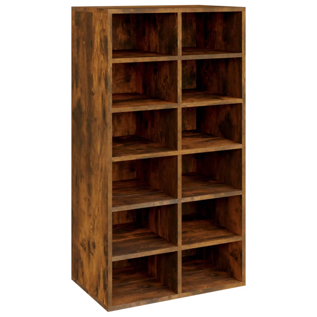 Schoenenrek 54x34x100,5 cm bewerkt hout gerookt eikenkleurig Gerookt eiken