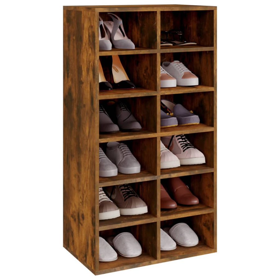 Schoenenrek 54x34x100,5 cm bewerkt hout gerookt eikenkleurig Gerookt eiken