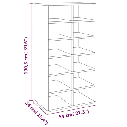 Schoenenrek 54x34x100,5 cm bewerkt hout gerookt eikenkleurig Gerookt eiken