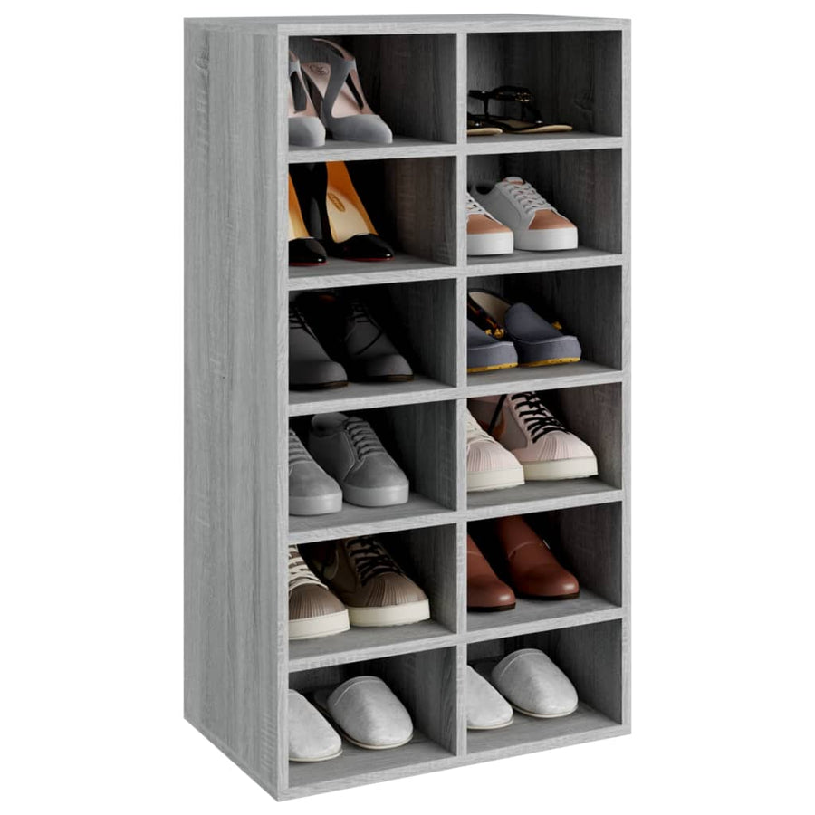 Schoenenrek 54x34x100,5 cm bewerkt hout grijs sonoma eikenkleur Grijs sonoma