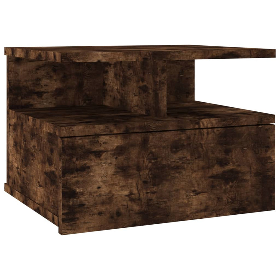Nachtkastje zwevend 40x31x27 cm bewerkt hout gerookt eikenkleur Gerookt eiken