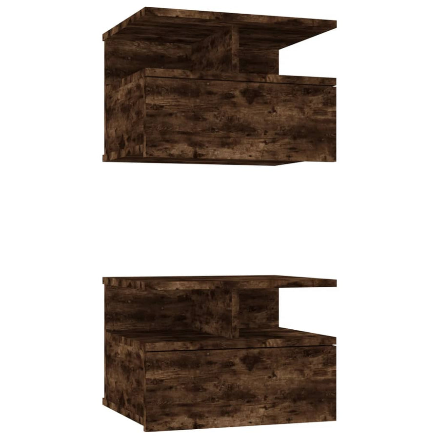 Nachtkastjes 2 st zwevend 40x31x27 cm hout gerookt eikenkleurig Gerookt eiken