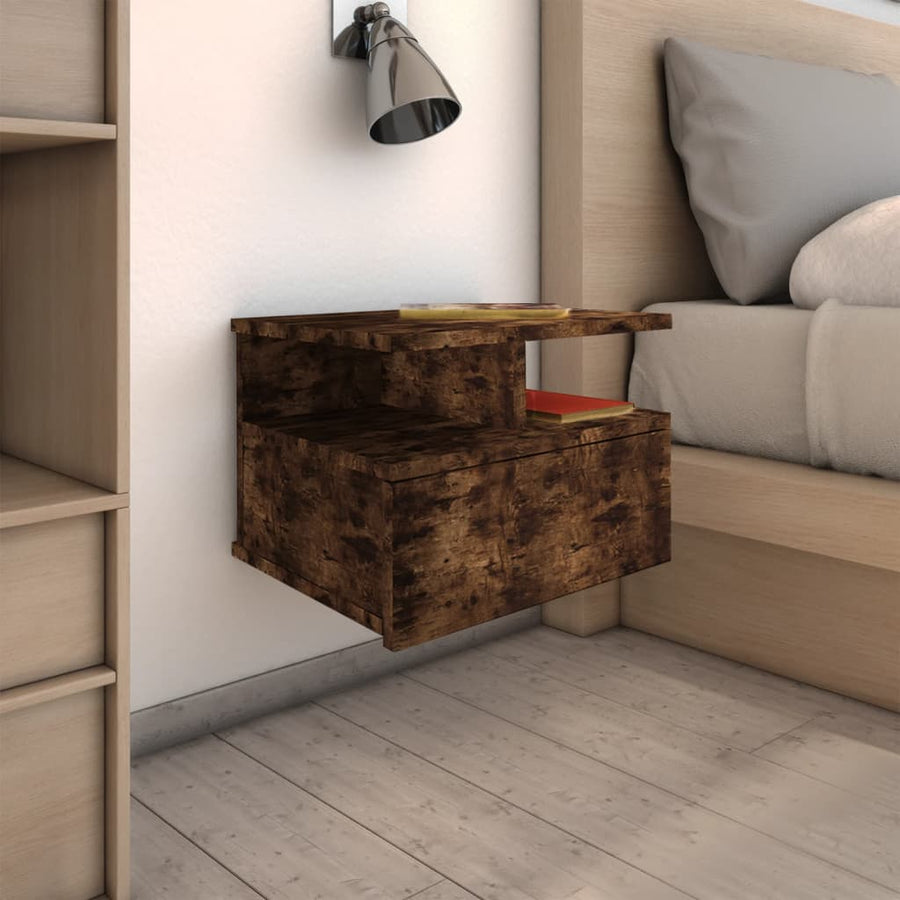 Nachtkastjes 2 st zwevend 40x31x27 cm hout gerookt eikenkleurig Gerookt eiken