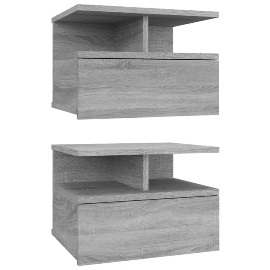 Nachtkastjes 2 st zwevend 40x31x27 cm bewerkt hout grijs sonoma