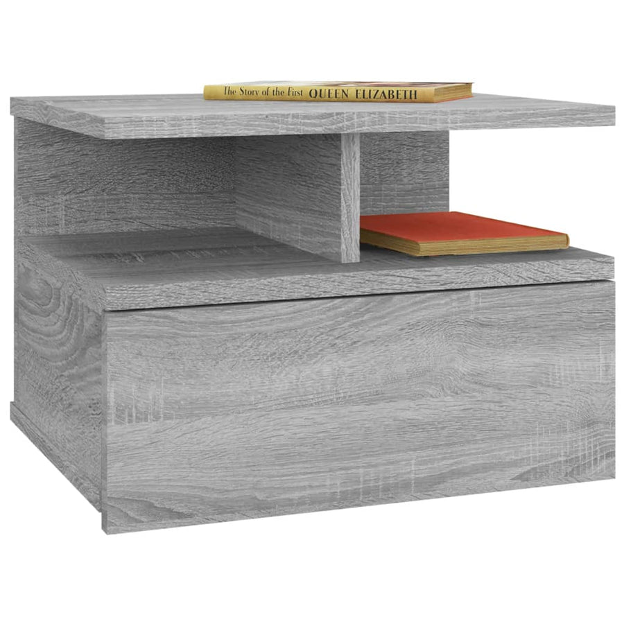 Nachtkastjes 2 st zwevend 40x31x27 cm bewerkt hout grijs sonoma