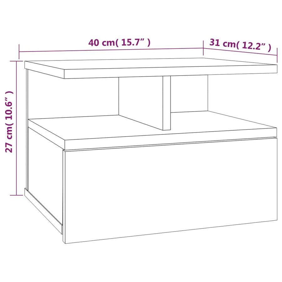 Nachtkastjes 2 st zwevend 40x31x27 cm bewerkt hout grijs sonoma