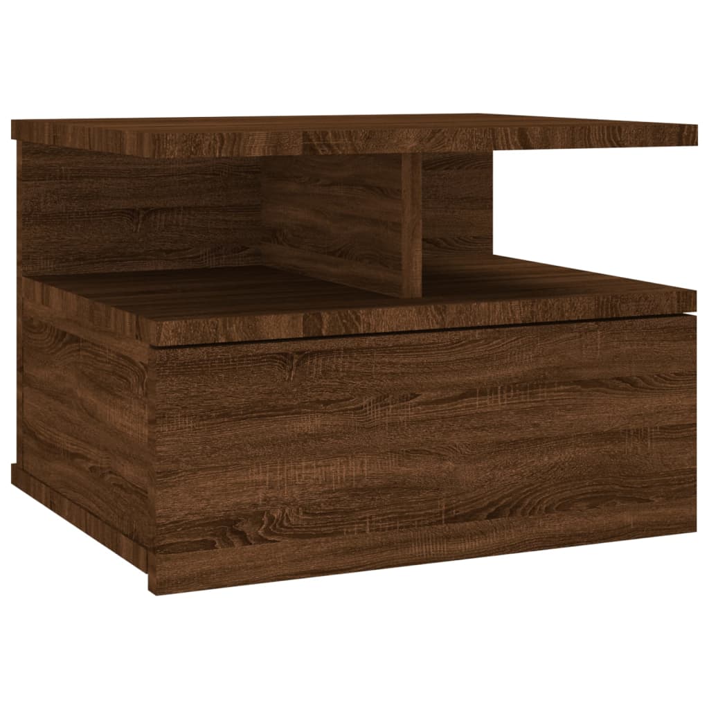 Nachtkastje zwevend 40x31x27 cm bewerkt hout bruineikenkleurig 1 bruin eikenkleur
