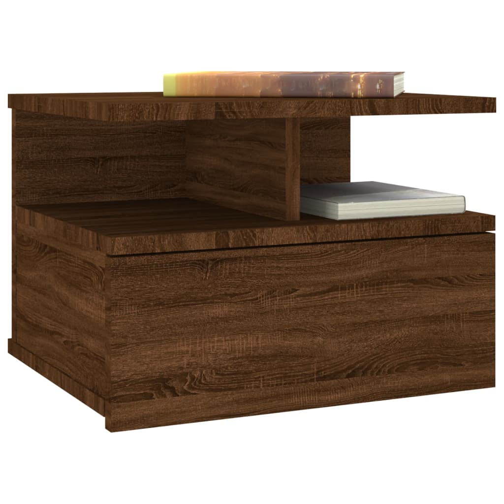 Nachtkastje zwevend 40x31x27 cm bewerkt hout bruineikenkleurig 1 bruin eikenkleur