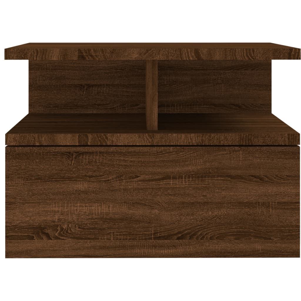 Nachtkastje zwevend 40x31x27 cm bewerkt hout bruineikenkleurig 1 bruin eikenkleur