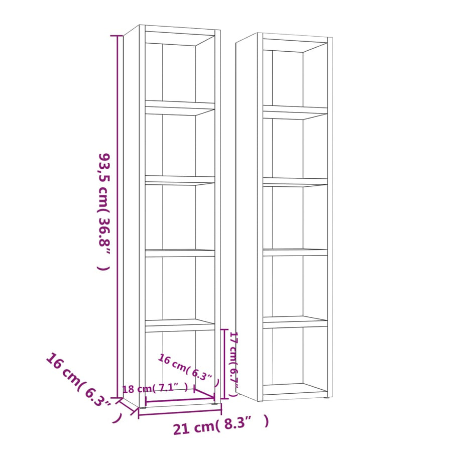 Cd-Kasten 1X16X93,5 Bewerkt Hout Kleurig Gerookt eiken