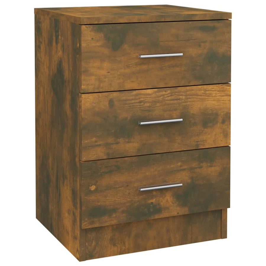 Nachtkastje 38X35X56 Cm Bewerkt Hout Kleurig 1 Gerookt eiken