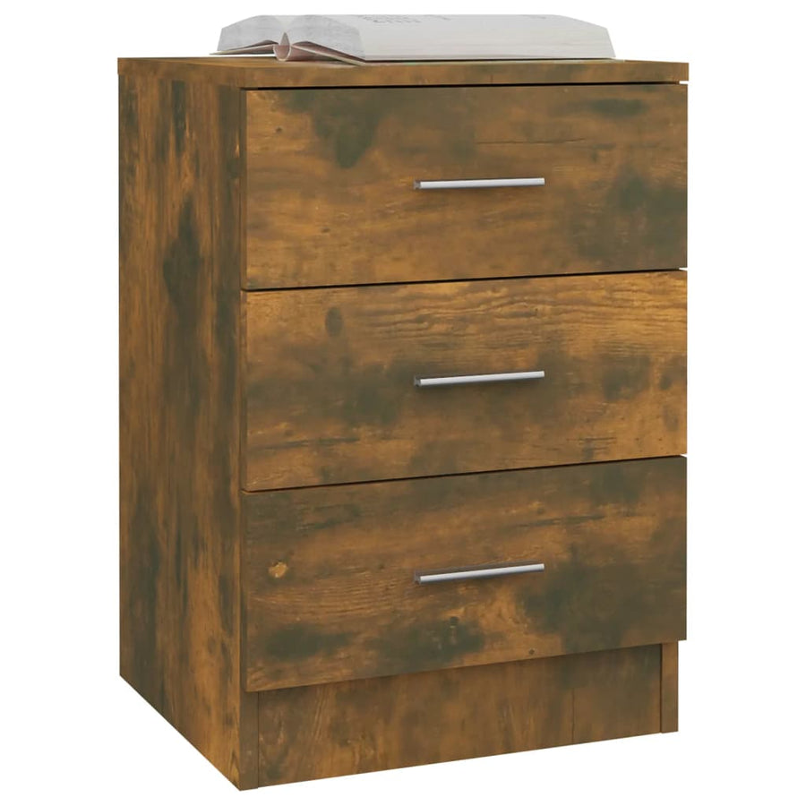 Nachtkastje 38X35X56 Cm Bewerkt Hout Kleurig 1 Gerookt eiken