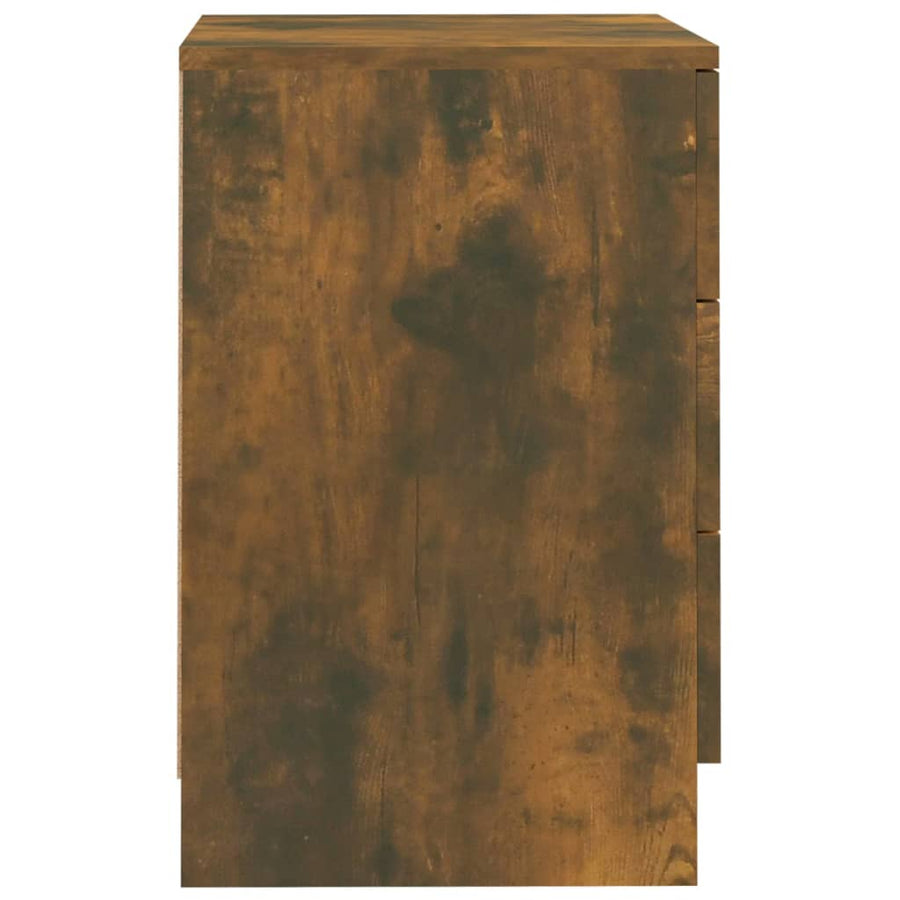 Nachtkastje 38X35X56 Cm Bewerkt Hout Kleurig 1 Gerookt eiken