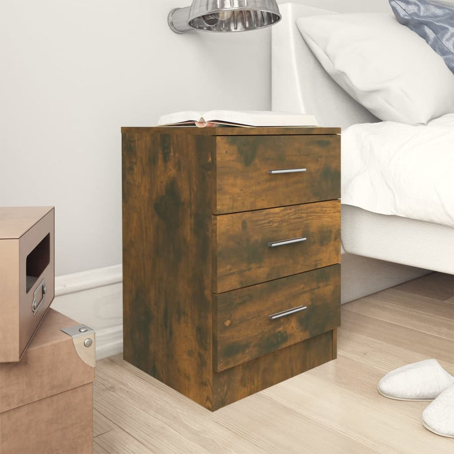Nachtkastje 38X35X56 Cm Bewerkt Hout Kleurig 1 Gerookt eiken