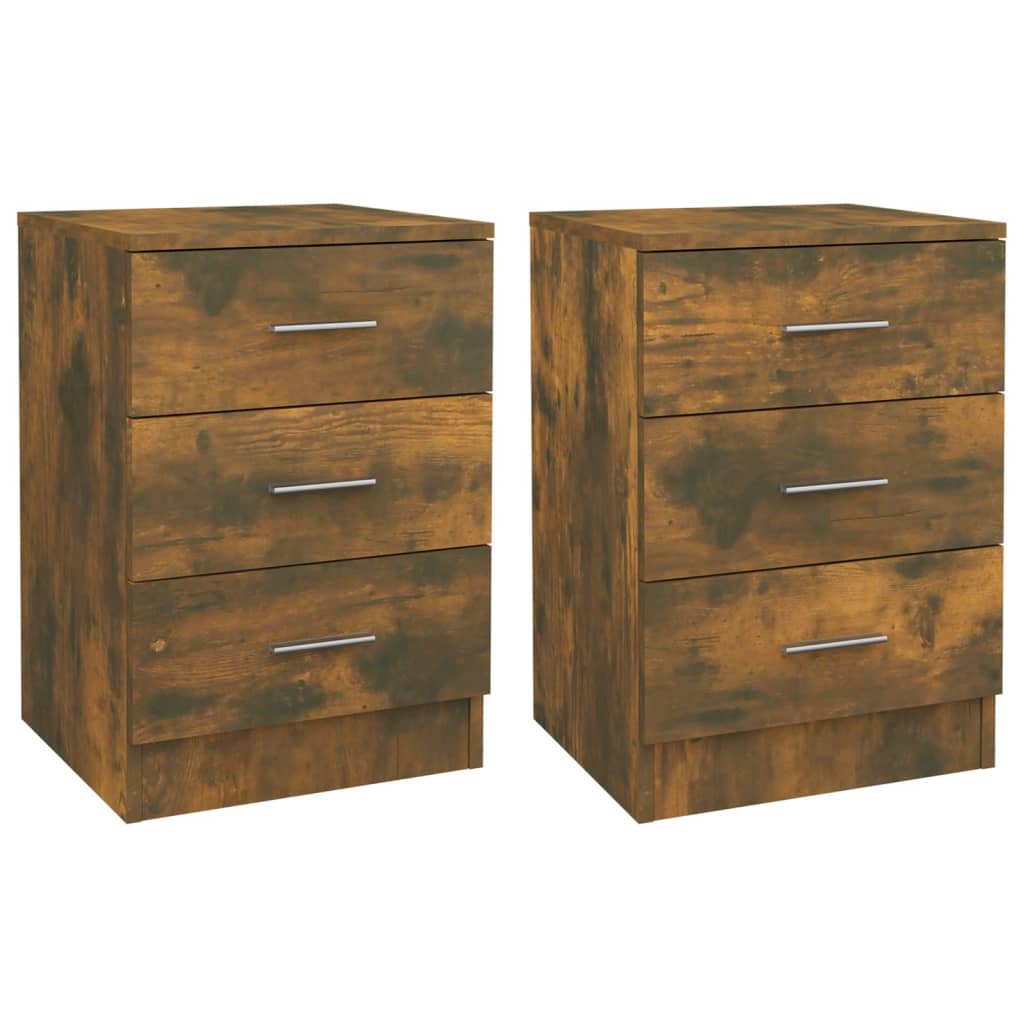 Nachtkastjes 2 st 38x35x56 cm bewerkt hout gerookt eikenkleurig 2 Gerookt eiken
