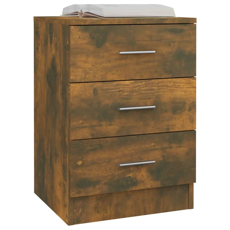 Nachtkastjes 2 st 38x35x56 cm bewerkt hout gerookt eikenkleurig 2 Gerookt eiken