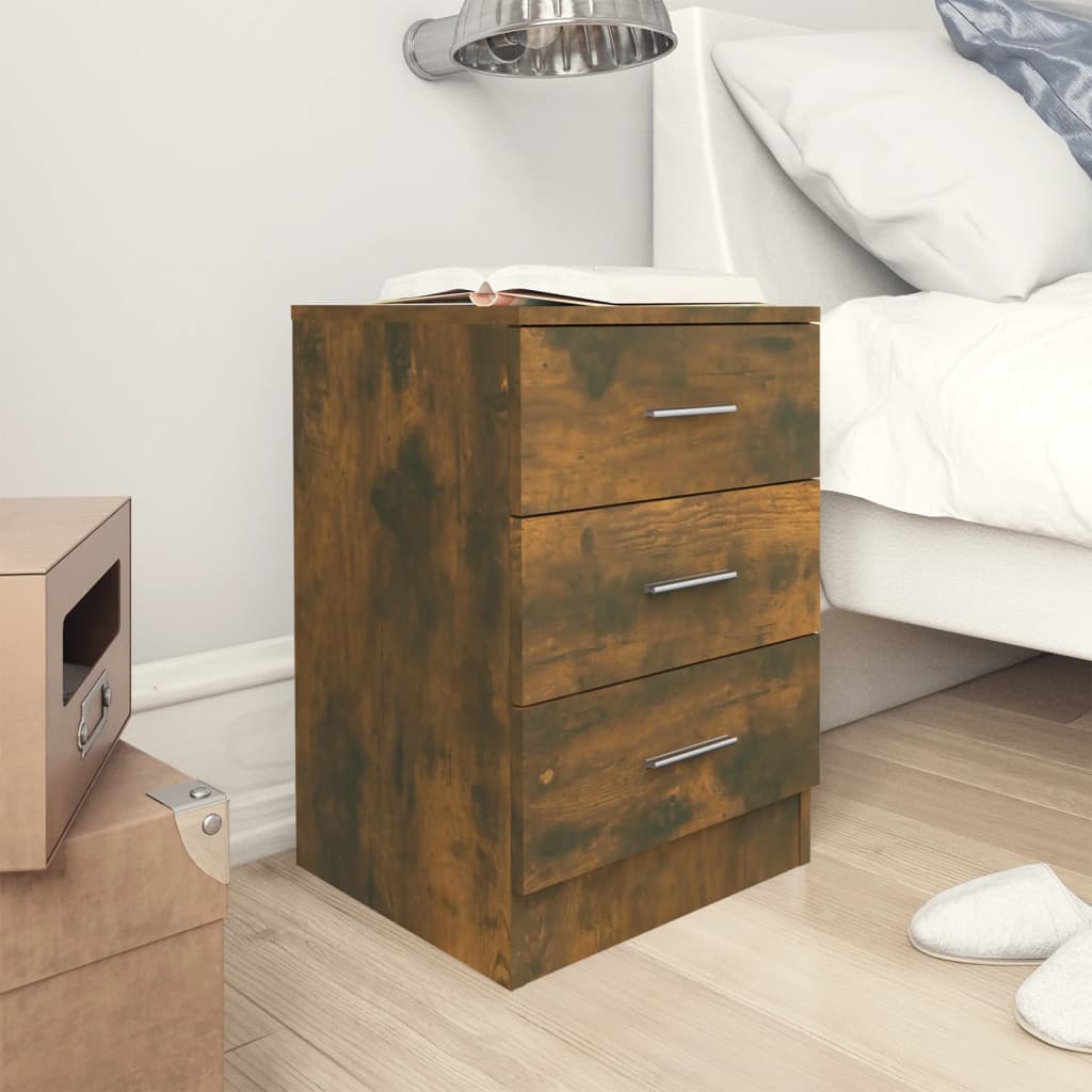 Nachtkastjes 2 st 38x35x56 cm bewerkt hout gerookt eikenkleurig 2 Gerookt eiken