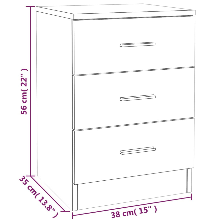 Nachtkastjes 2 st 38x35x56 cm bewerkt hout grijs sonoma eiken 2 Grijs sonoma