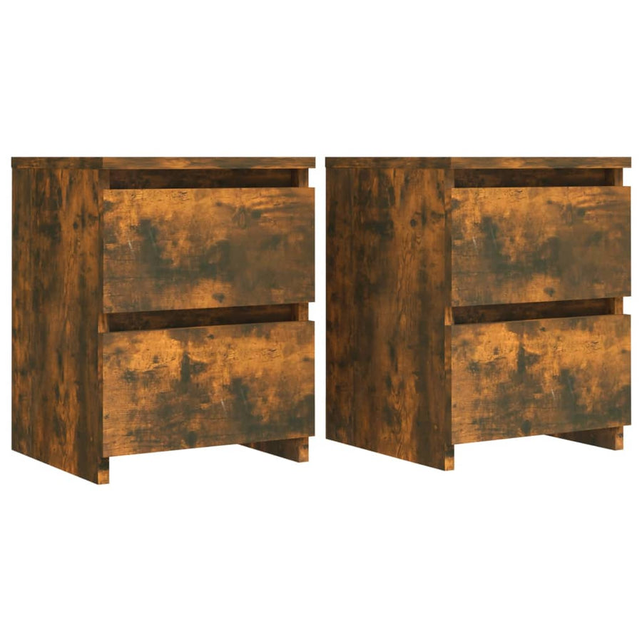 Nachtkastjes 2 stuks Gerookt Eiken 30x30x40 cm Bewerkt Hout