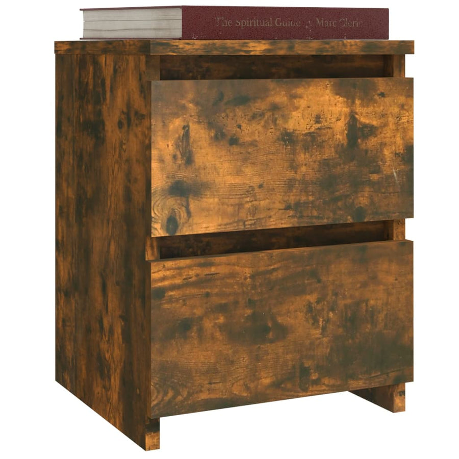 Nachtkastjes 2 stuks Gerookt Eiken 30x30x40 cm Bewerkt Hout