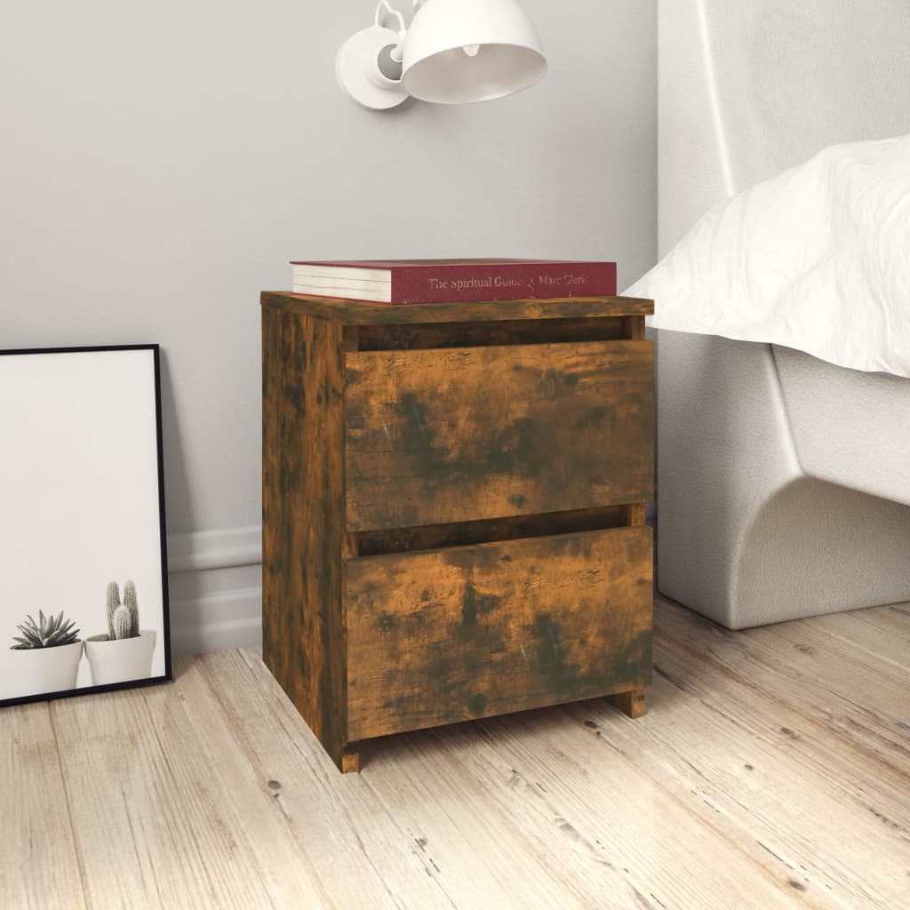 Nachtkastjes 2 stuks Gerookt Eiken 30x30x40 cm Bewerkt Hout