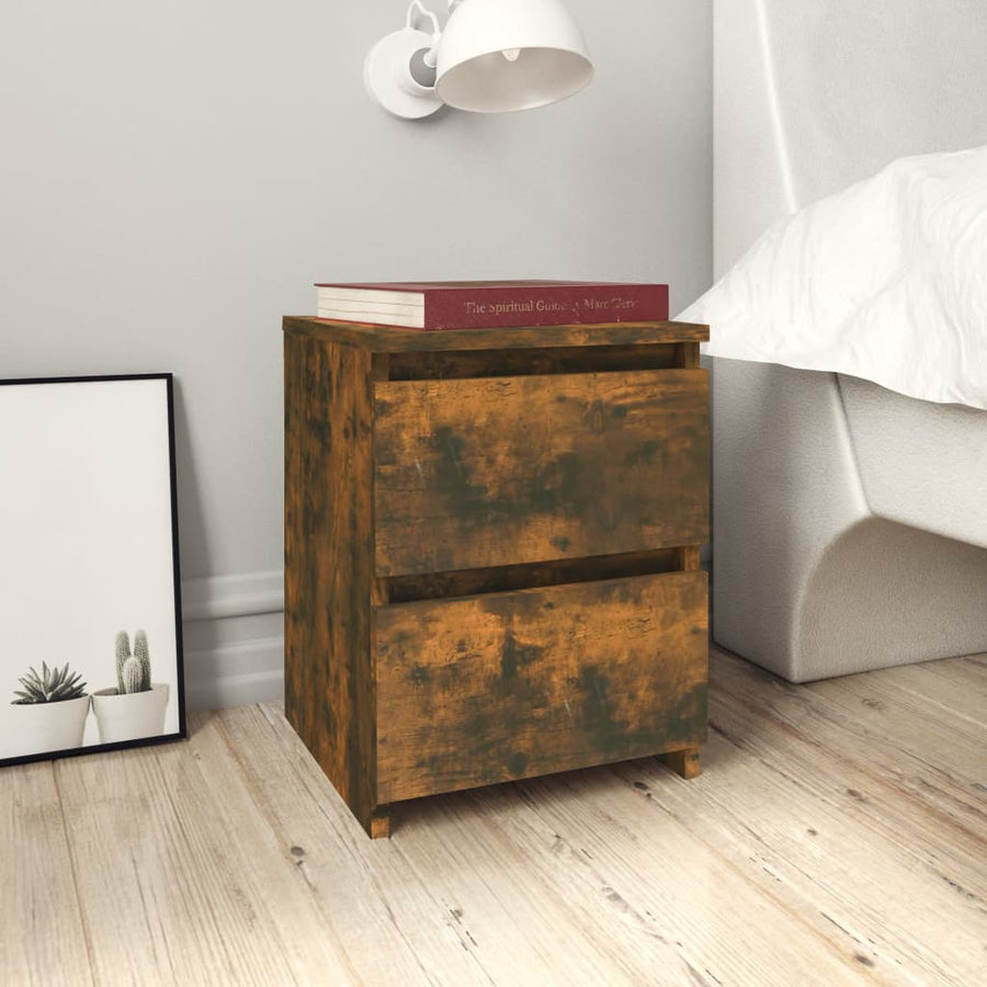 Nachtkastjes 2 stuks Gerookt Eiken 30x30x40 cm Bewerkt Hout