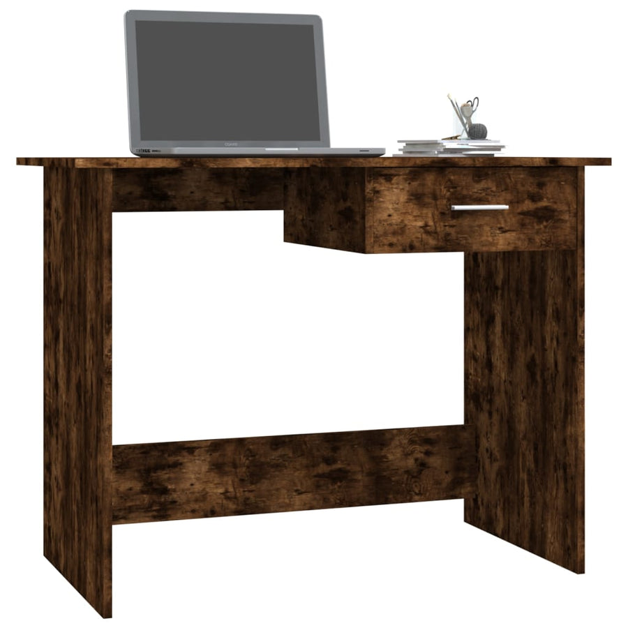 Bureau 100X50X76 Cm Bewerkt Hout Kleurig Gerookt eiken