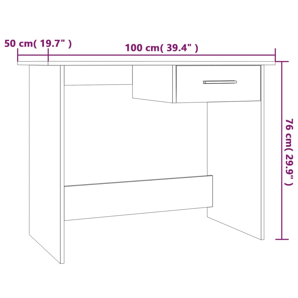 Bureau 100x50x76 cm bewerkt hout grijs sonoma eikenkleurig