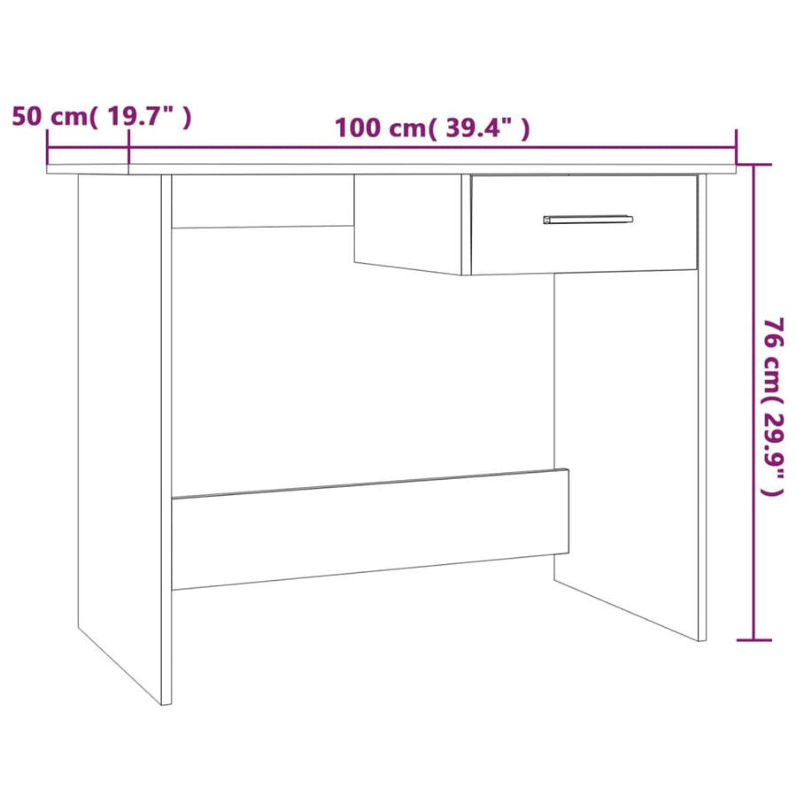 Bureau 100x50x76 cm bewerkt hout grijs sonoma eikenkleurig