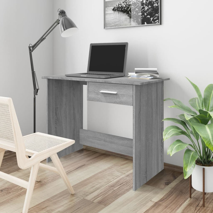 Bureau 100x50x76 cm bewerkt hout grijs sonoma eikenkleurig