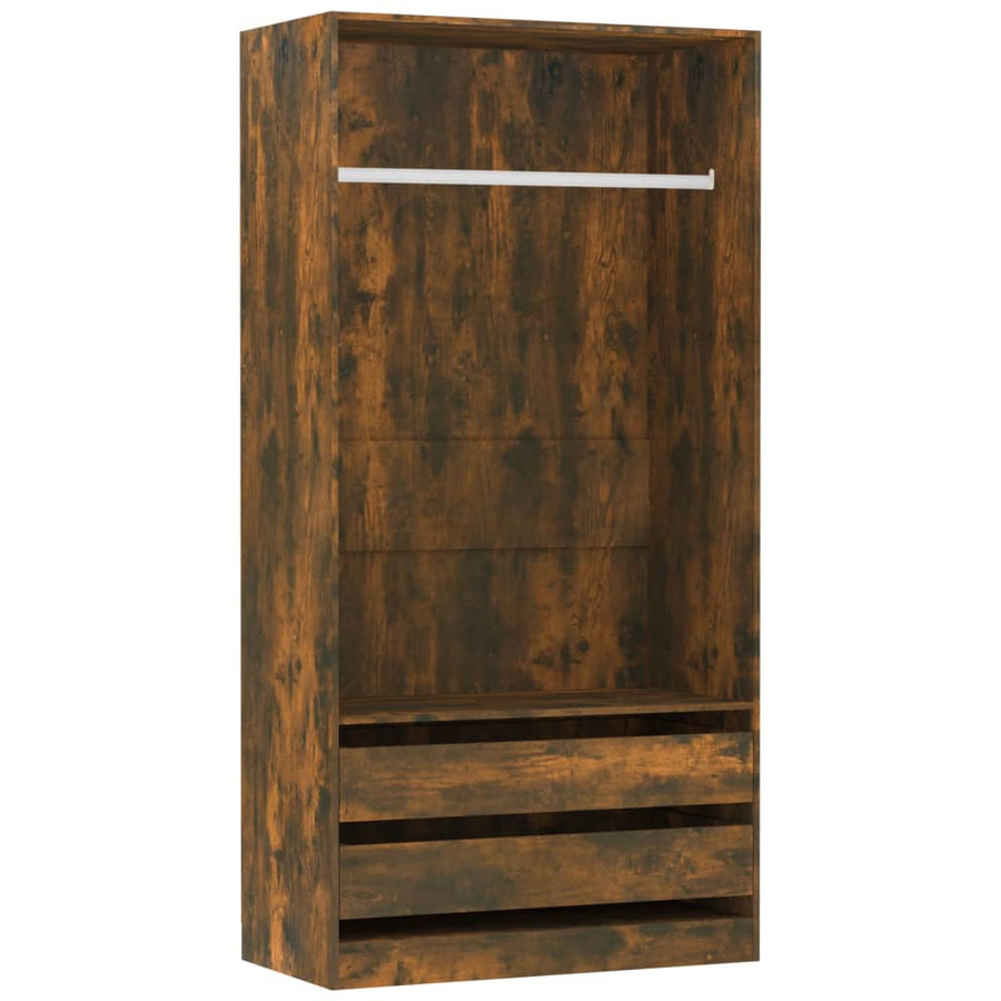 Kledingkast Bewerkt Hout Kleurig Gerookt Eiken 2 lades 100 x 50 x 200 cm