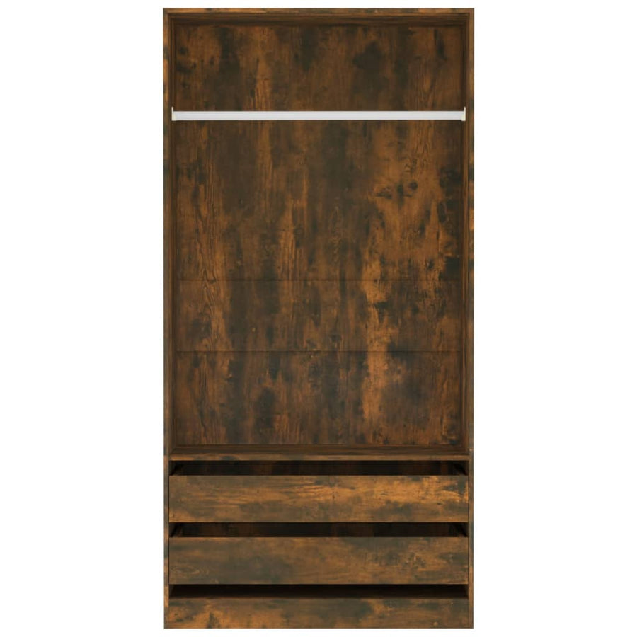Kledingkast Bewerkt Hout Kleurig Gerookt Eiken 2 lades 100 x 50 x 200 cm