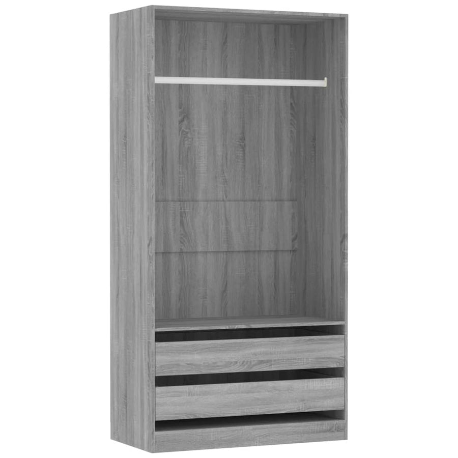 Kledingkast Bewerkt Hout Eikenkleur Grijs Sonoma 2 lades 100 x 50 x 200 cm