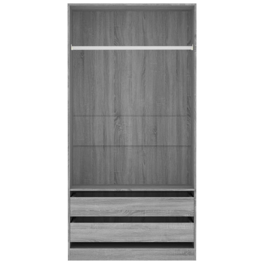 Kledingkast Bewerkt Hout Eikenkleur Grijs Sonoma 2 lades 100 x 50 x 200 cm