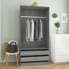Kledingkast 100x50x200 cm bewerkt hout grijs sonoma