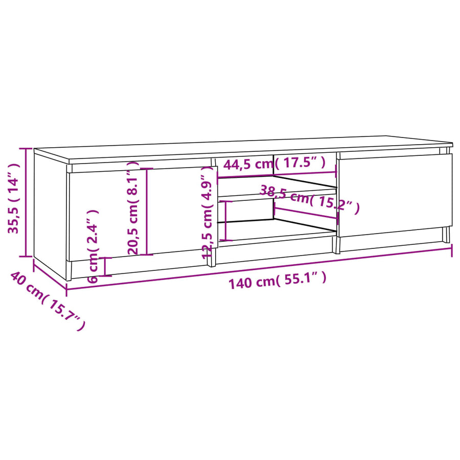 Tv-meubel 140x40x35,5 cm bewerkt hout gerookt eikenkleurig Gerookt eiken