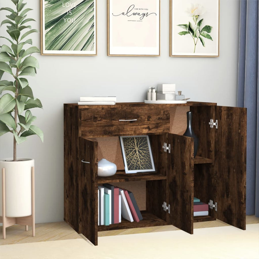 Dressoir 88X30X70 Cm Bewerkt Hout Kleurig Gerookt eiken