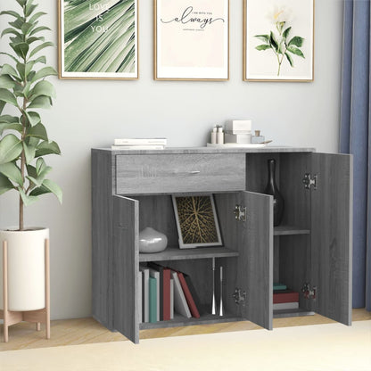 Dressoir 88X30X70 Cm Bewerkt Hout Eikenkleurig Grijs sonoma