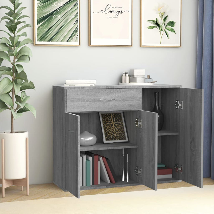 Dressoir 88X30X70 Cm Bewerkt Hout Eikenkleurig Grijs sonoma