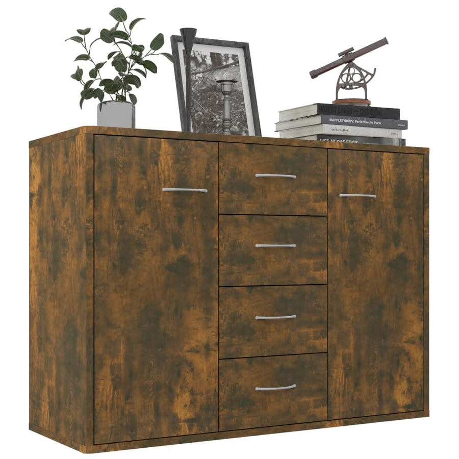 Dressoir 88X30X65 Cm Bewerkt Hout Kleurig Gerookt eiken