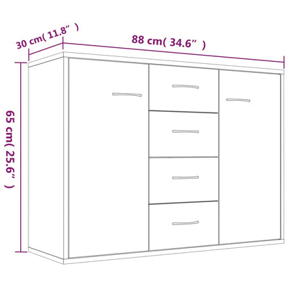 Dressoir 88X30X65 Cm Bewerkt Hout Kleurig Gerookt eiken
