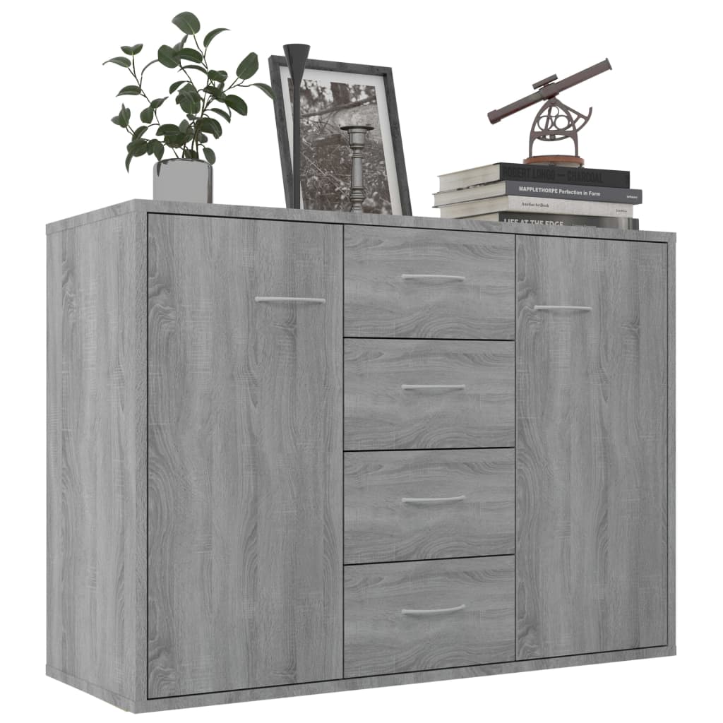 Dressoir 88X30X65 Cm Bewerkt Hout Eikenkleurig Grijs sonoma