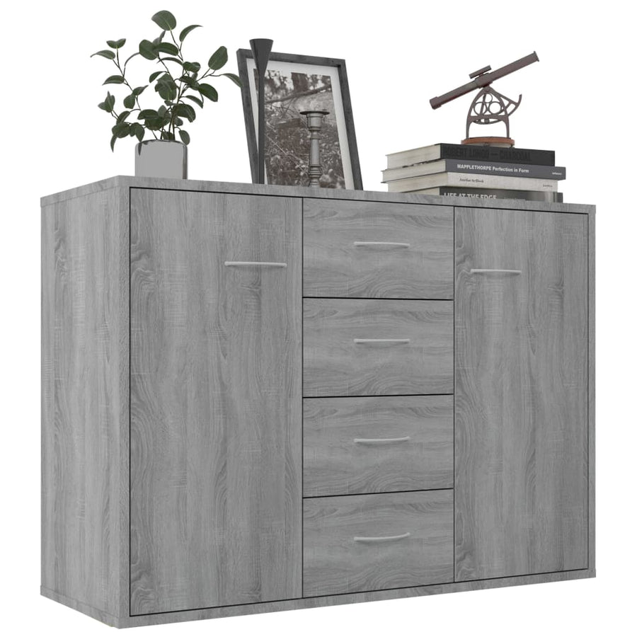 Dressoir 88X30X65 Cm Bewerkt Hout Eikenkleurig Grijs sonoma