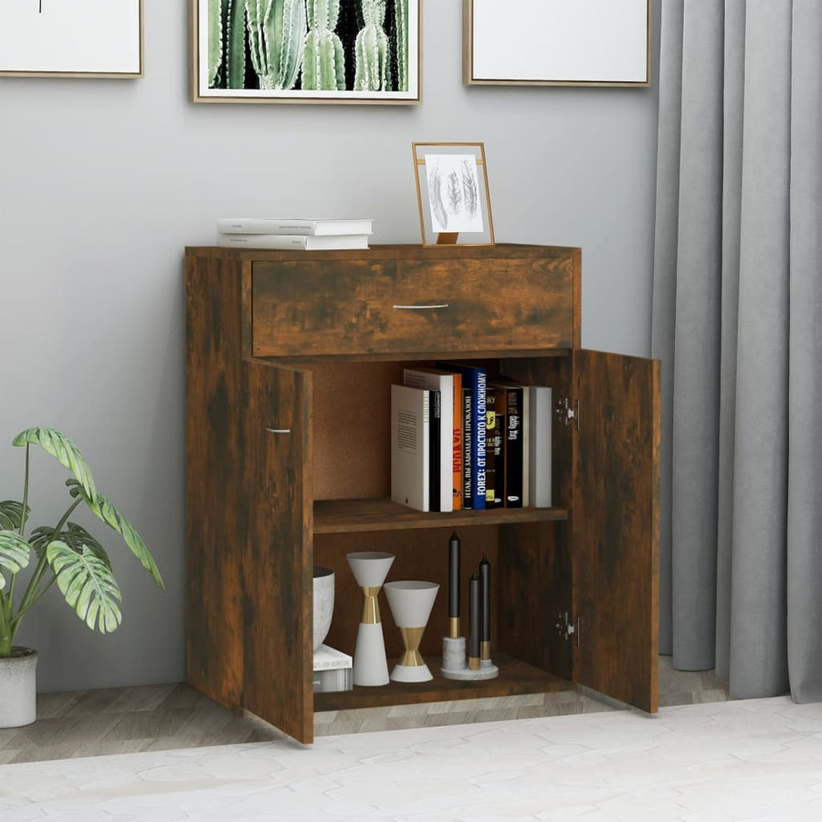 Dressoir 60x30x75 cm bewerkt hout gerookt eikenkleurig Gerookt eiken